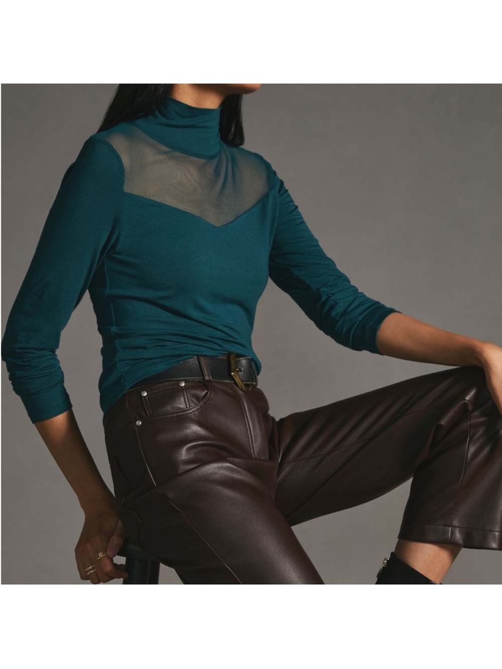 Anthropologie Mesh turtleneck shirt